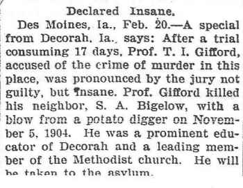 Bigelow Murder Oskloosa Daily Herald Monday Feb. 20, 1905